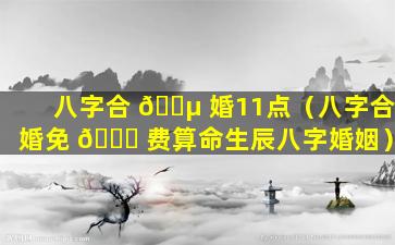 八字合 🌵 婚11点（八字合婚免 🐋 费算命生辰八字婚姻）